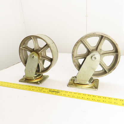 Albion AT 900001 Heavy Duty Cast iron Swivel Casters 10" x 3" Lot Of 2