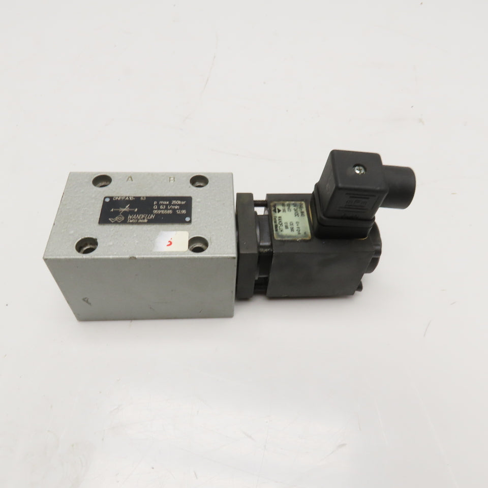 Wandfluh 95915585 DNPFA10-63 Solenoid Hydraulic Control Valve 24VDC 250bar