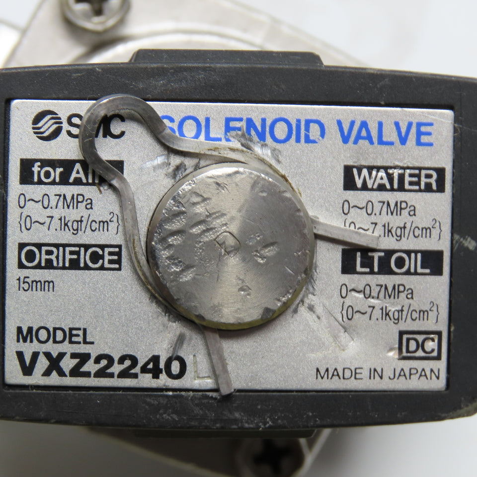 SMC VXZ2240 1/2" NPT Solenoid Valve 15mm Orifice 0.7MPa Stainless Steel