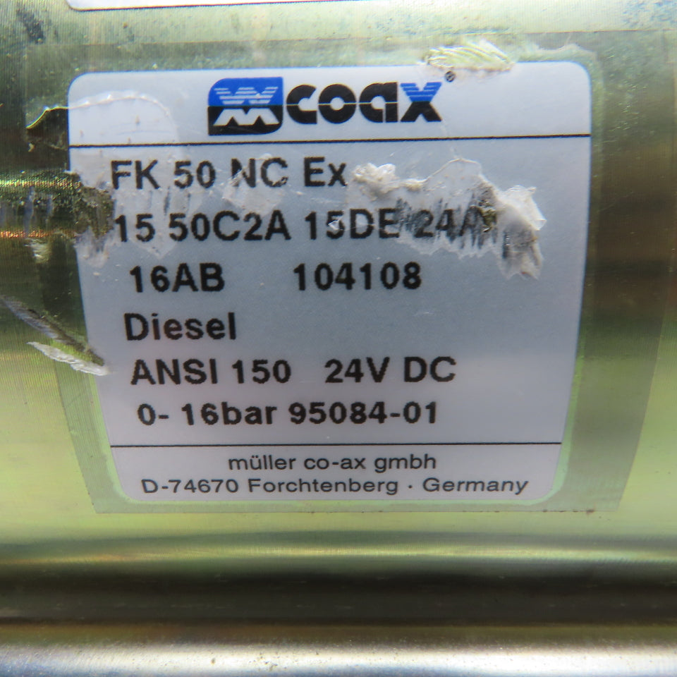 Muller FK 50 NC Ex 2" ANSI 150 Coaxial Valve 24VDC 16bar Diesel N/C 2/2Way