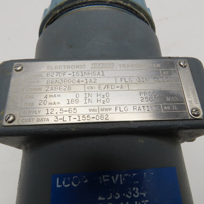 Foxboro 827DF-IS1NHSA1 Electronic Transmitter 12.5-65Vdc 3" CL150 Flange