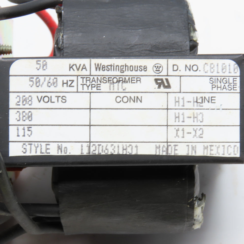 Westinghouse 112D631H31 Control Transformer .05kVA 208/380V 115V 1Ph
