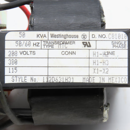 Westinghouse 112D631H31 Control Transformer .05kVA 208/380V 115V 1Ph