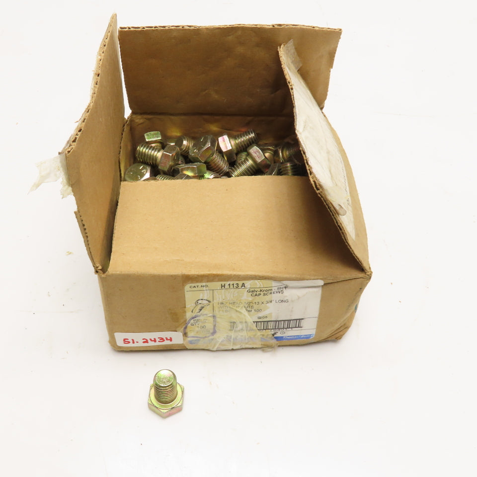 Kindorf H 113 A Hex Head Cap Screws 1/2"-13 x 3/4" Long Steel Lot Of 100
