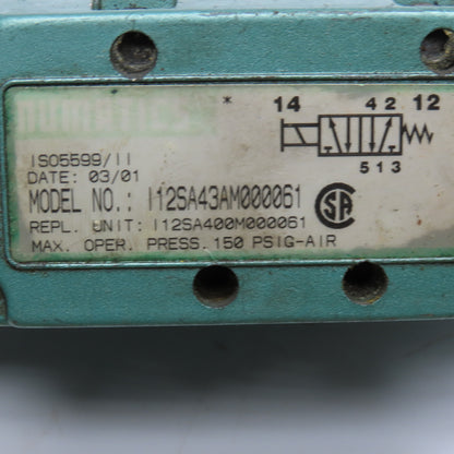 Numatics 112SA43AM000061 5/2 Position Solenoid Air Valve 24VDC 150PSI