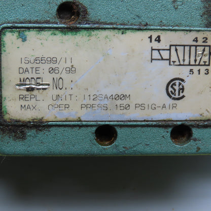 Numatics 112SA400M Solenoid Air Valve 24VDC 150PSI