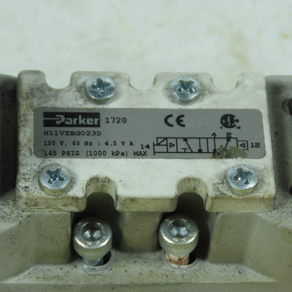 Parker H11VXBG023D 1720 Solenoid Pneumatic Directional Control Valve 120V 145PSI