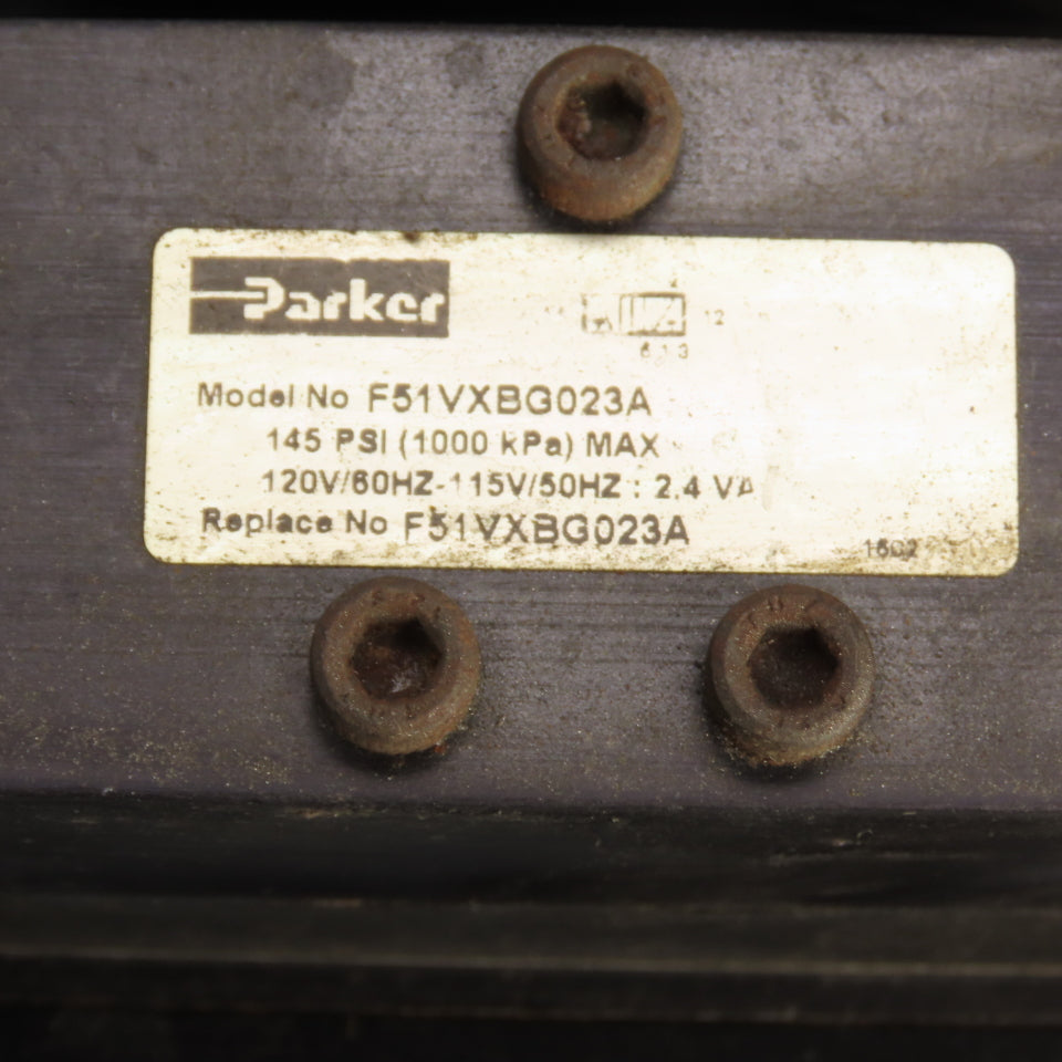 Parker F51VXBG023A 16 Station Pneumatic Solenoid Valve Manifold 120V (15 Valves)
