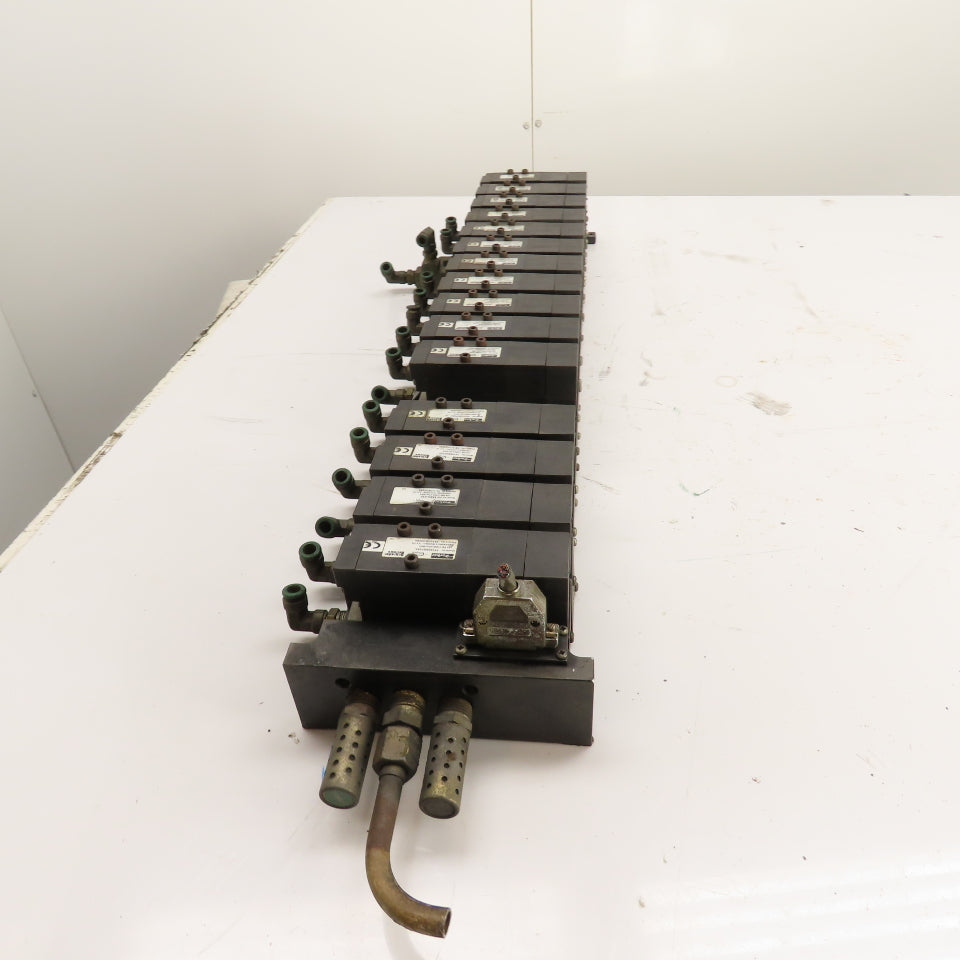 Parker F51VXBG023A 16 Station Pneumatic Solenoid Valve Manifold 120V (15 Valves)