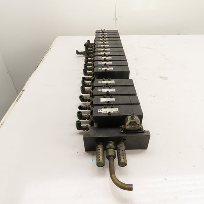 Parker F51VXBG023A 16 Station Pneumatic Solenoid Valve Manifold 120V (15 Valves)