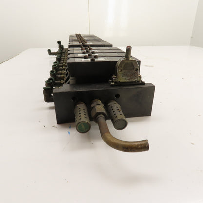 Parker F51VXBG023A 16 Station Pneumatic Solenoid Valve Manifold 120V (15 Valves)
