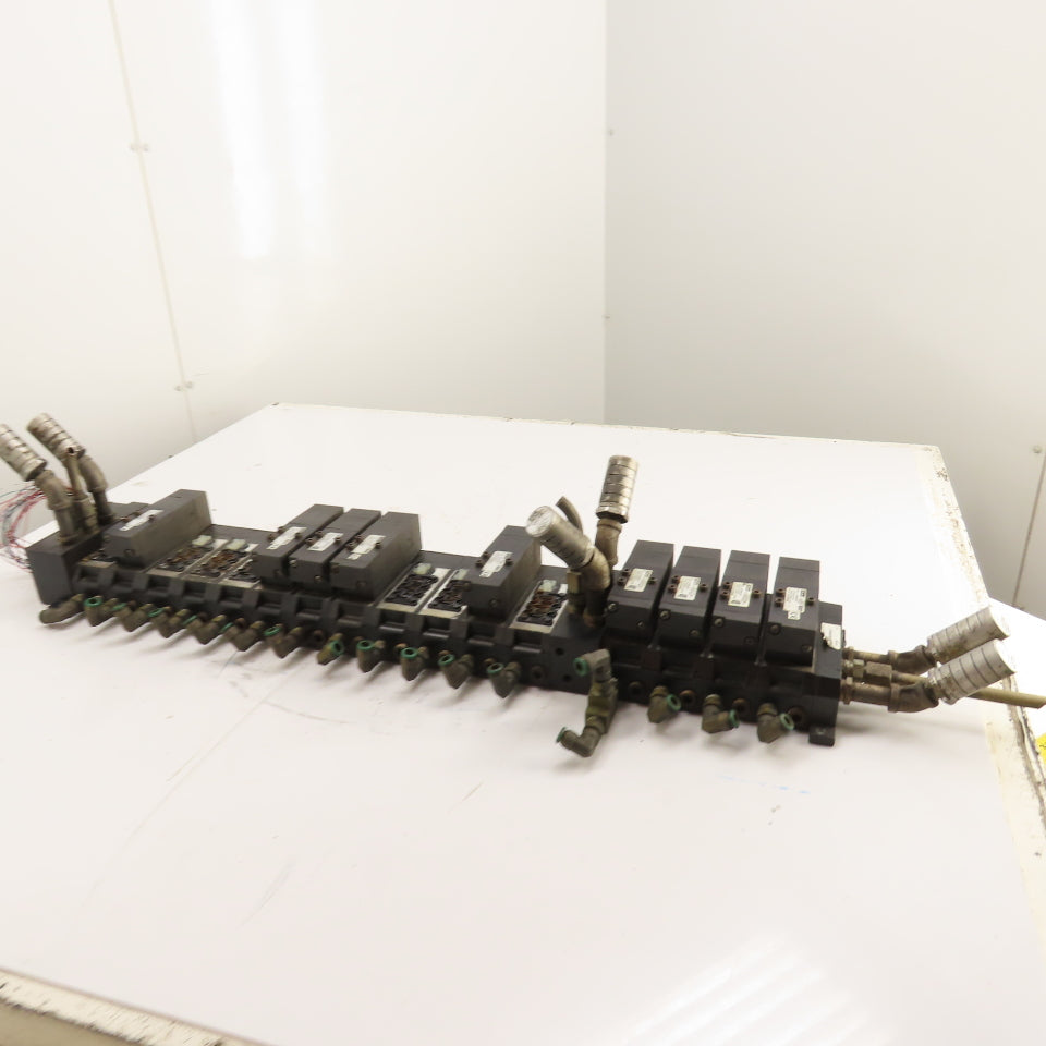 Parker F5165BGF23A Solenoid Valve Manifold Assembly 120V 145 PSI Max (9 Valves)