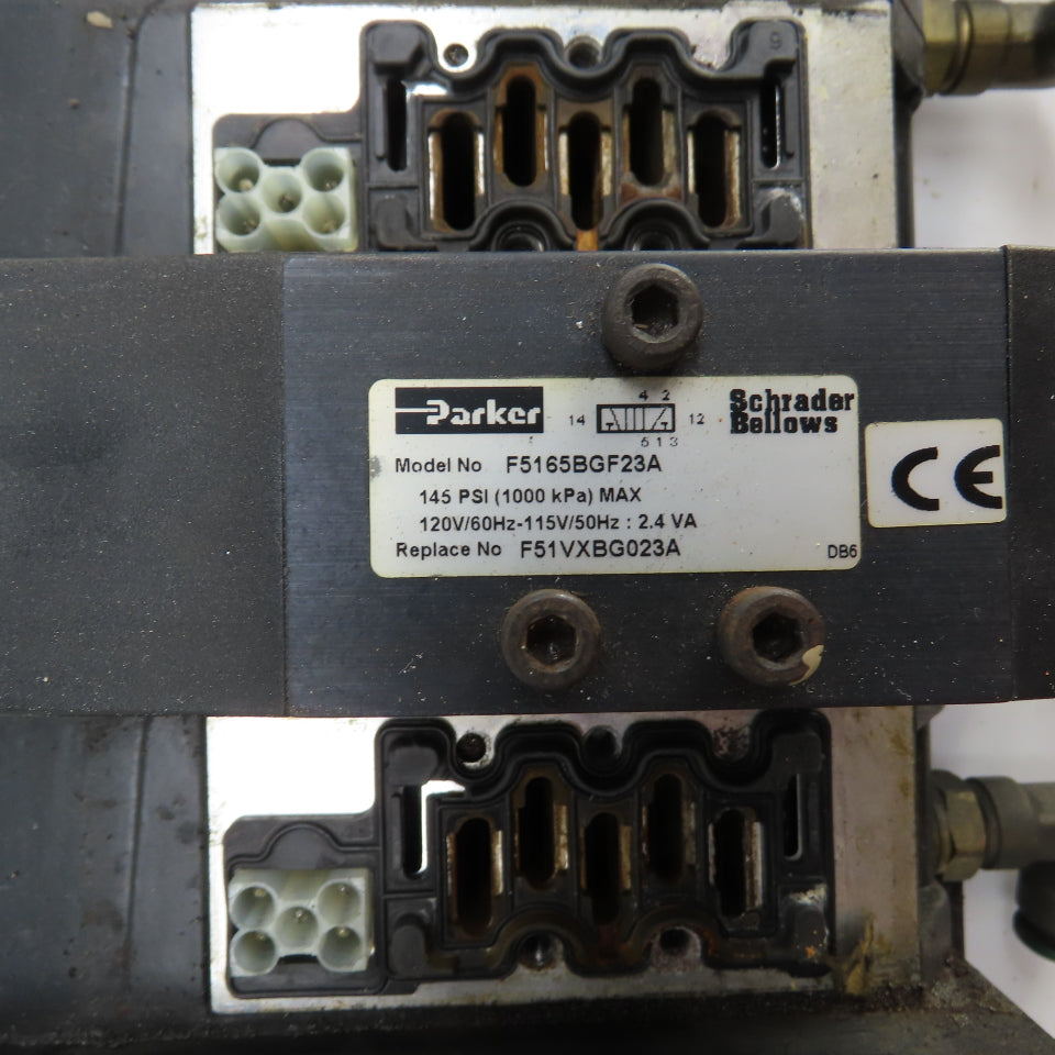 Parker F5165BGF23A Solenoid Valve Manifold Assembly 120V 145 PSI Max (9 Valves)