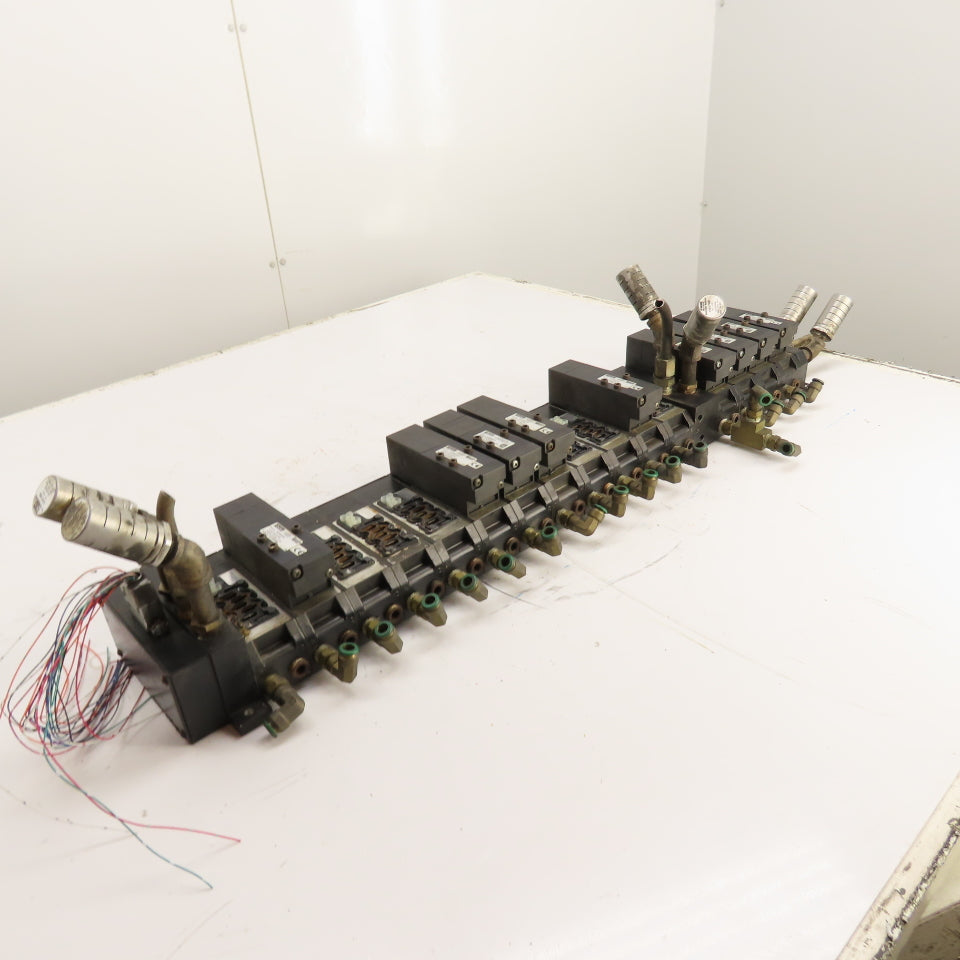 Parker F5165BGF23A Solenoid Valve Manifold Assembly 120V 145 PSI Max (9 Valves)