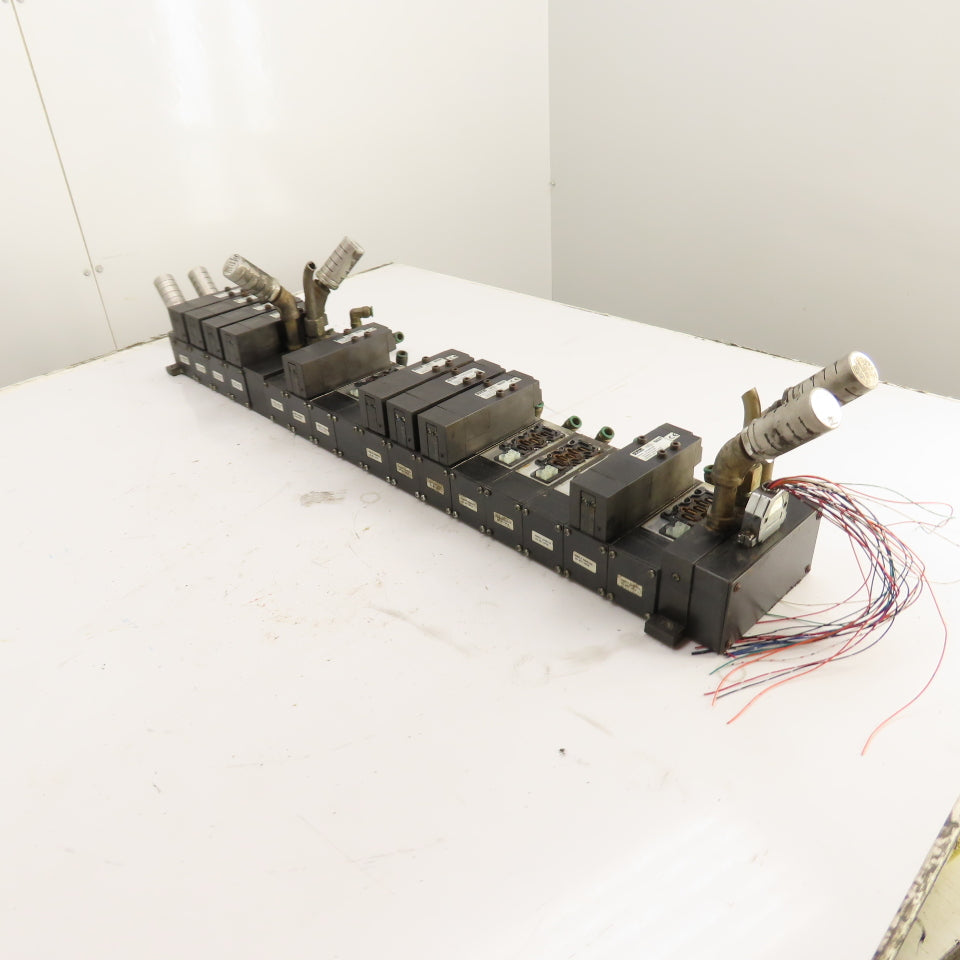 Parker F5165BGF23A Solenoid Valve Manifold Assembly 120V 145 PSI Max (9 Valves)