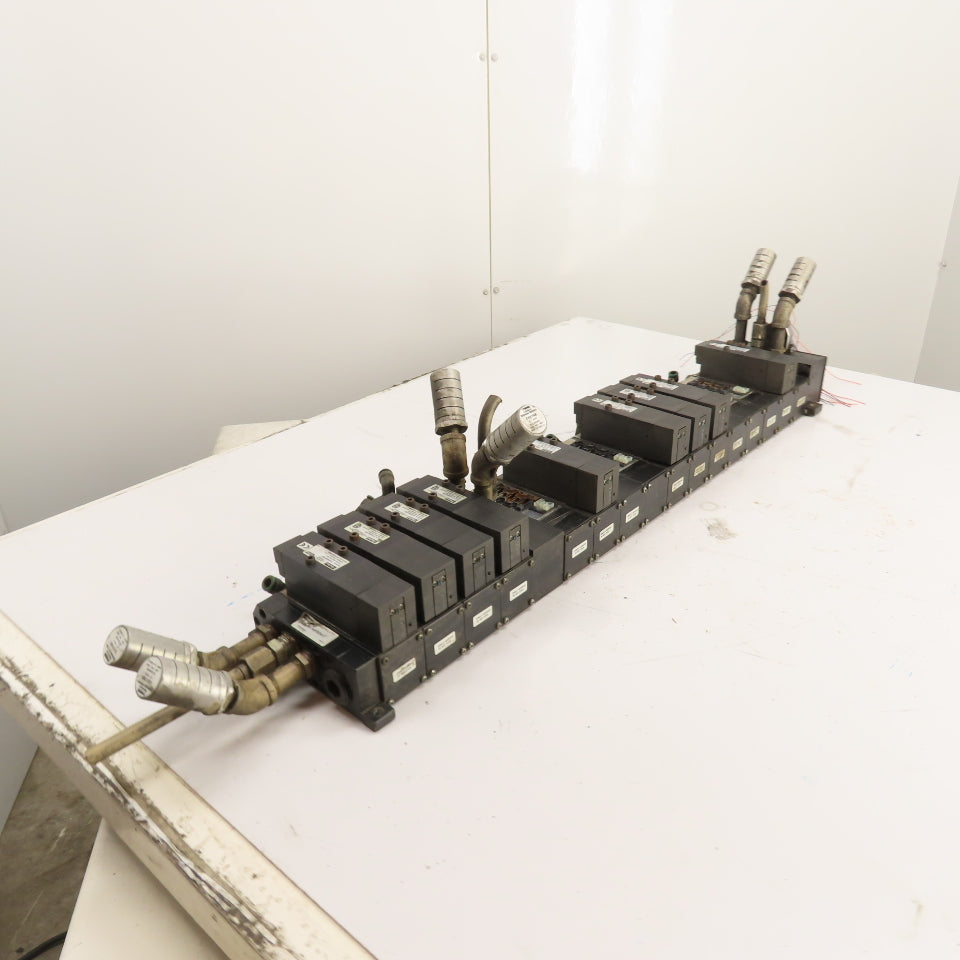 Parker F5165BGF23A Solenoid Valve Manifold Assembly 120V 145 PSI Max (9 Valves)