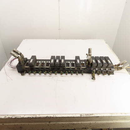 Parker F5165BGF23A Solenoid Valve Manifold Assembly 120V 145 PSI Max (9 Valves)