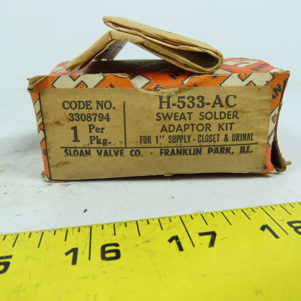 Sloan 3308794 H-533-AC Sweat Solder Adaptor Kit Cast Wall Flange for 1" Supply