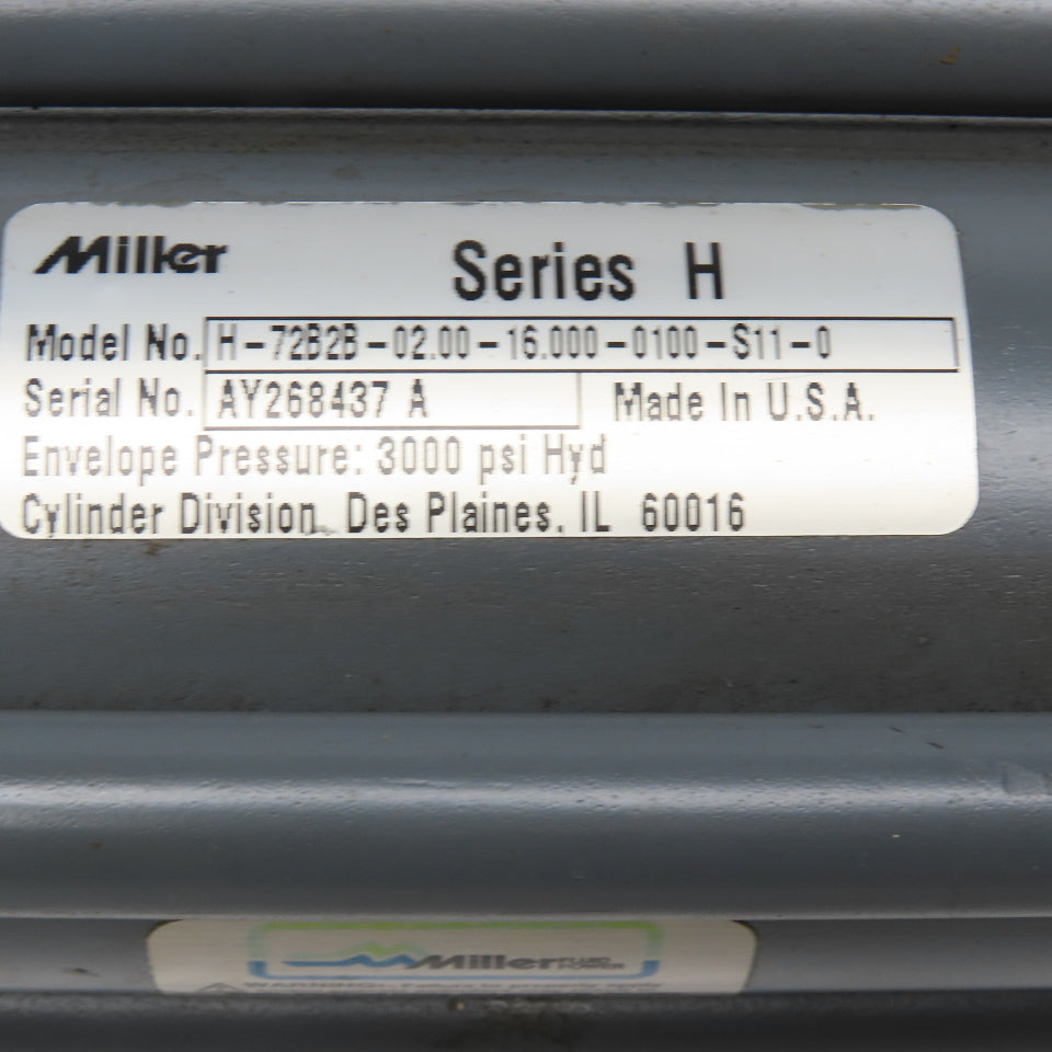 Miller H-72B2B-02.00-16.000-0100-S11-0 Hydraulic Cylinder 2" Bore 16" Stroke