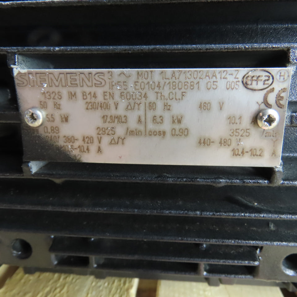 Swedrive 1LA71302AA12-Z F125E0 Gear Motor 32:1 Ratio 5.5kW 460V 3Ph 110RPM