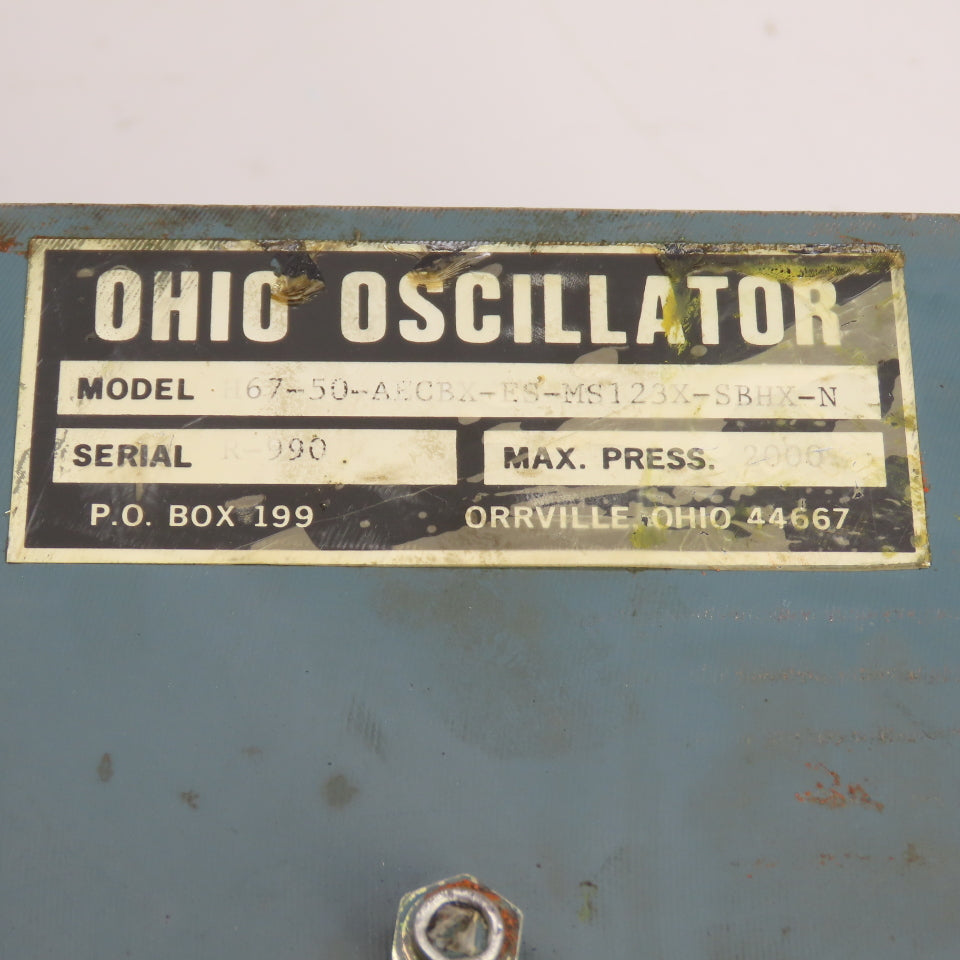 Ohio Oscillator H67-50-AECBX-ES-MS123X-SBHX-N Hydraulic Rotary Actuator 2000 PSI