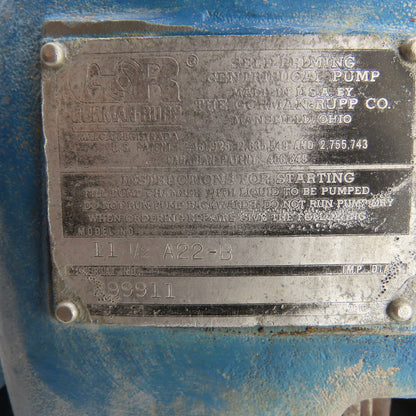 Gorman-Rupp 11 1/2 A22-B Self Priming Centrifugal Pump 1-1/2" Ports 5/8" Shaft