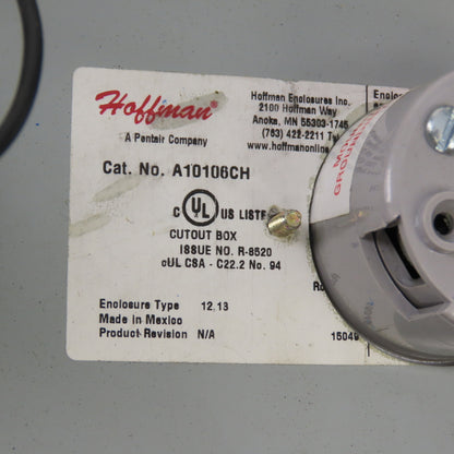 Hoffman A10106CH 10" x 10" x 6" Electrical Enclosure W/Backplate NEMA 12 13