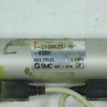 SMC T-CHDMC25-75 25mm Bore 75mm Stroke Pneumatic Cylinder W/Switches
