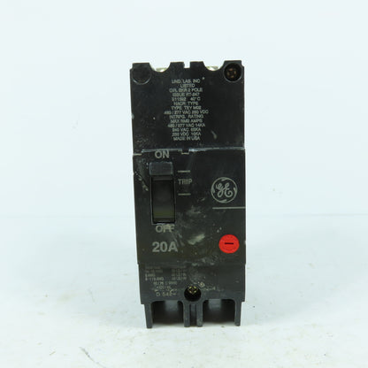 GE TEY M02 20A 2-Pole TEY Circuit Breaker 480/277VAC 250VDC