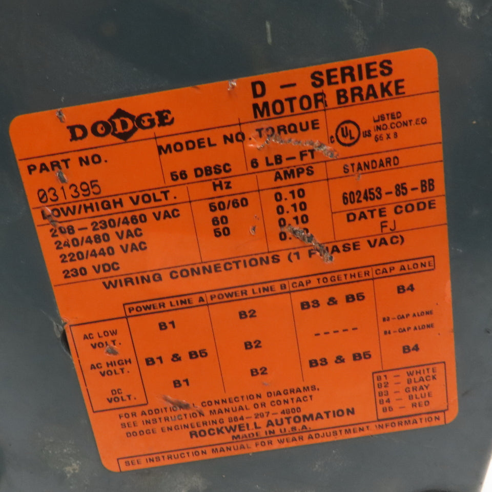 Reliance Electric P14H7206G 1HP Electric Brake Motor 230/460V 3Ph 1725RPM 143TC