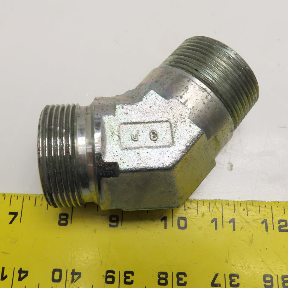 1-1/2" (-24) BSPP Cone Seat x 1-1/2" NPT Hydraulic Elbow 45°