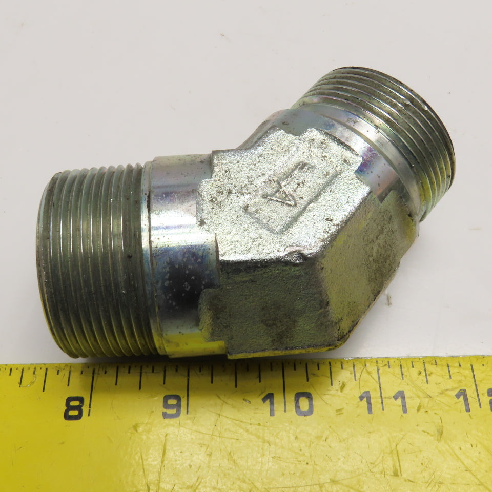1-1/2" (-24) BSPP Cone Seat x 1-1/2" NPT Hydraulic Elbow 45°