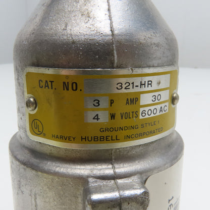 Harvey Hubbell 321-HR 30A 600VAC 3-Pole 4-Wire Grounded Female Connector