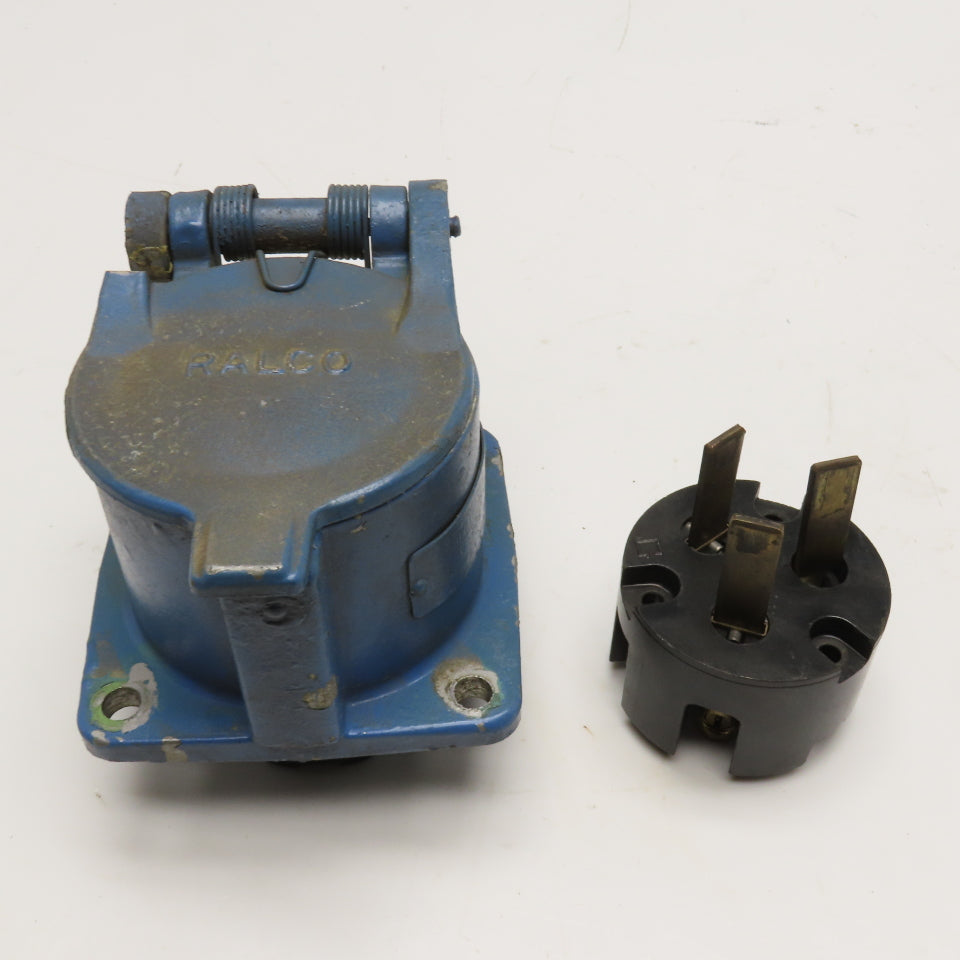 Ralco 322-A 60A 600VAC 250VDC 3-Pole Industrial Receptacle & Plug