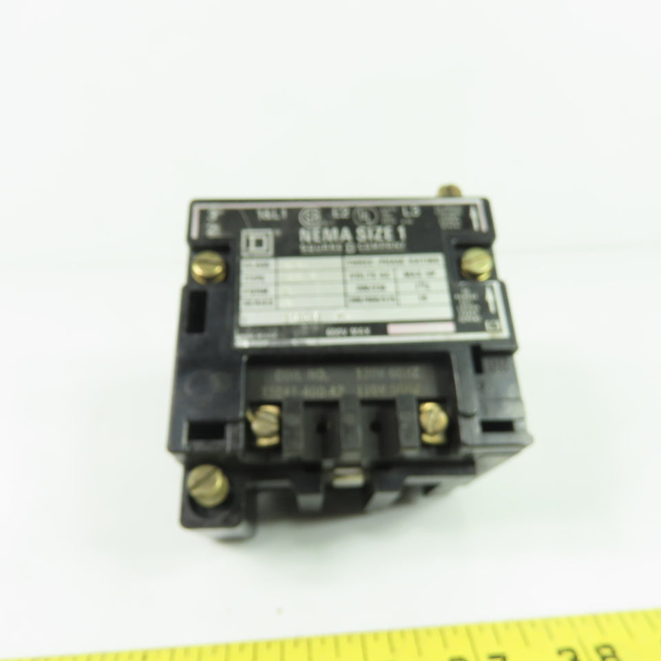 Square D 8736 NEMA Size 1 Magnetic Contactor 3Ph 600V 120V Coil