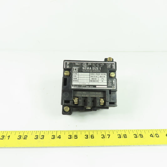 Square D 8736 NEMA Size 1 Magnetic Contactor 3Ph 600V 120V Coil