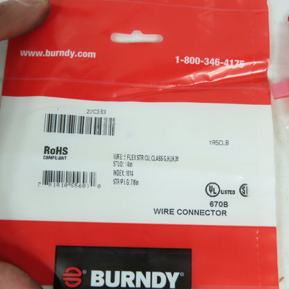 Burndy YA5CLB Copper Compression Lug 1/4" Stud #5 Flex Wire Lot of 15