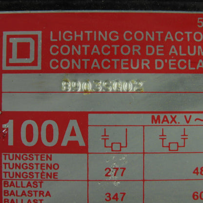 Square D 8903SQO2 100A 3-Pole Lighting Contactor 600V 120V Coil