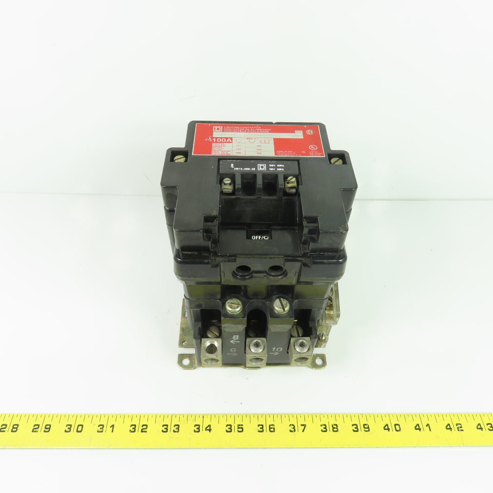 Square D 8903SQO2 100A 3-Pole Lighting Contactor 600V 120V Coil