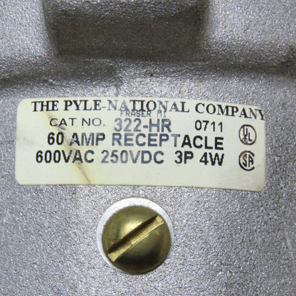 Pyle-National 322-HR 60A Receptacle 600VAC 250VDC 3P 4W