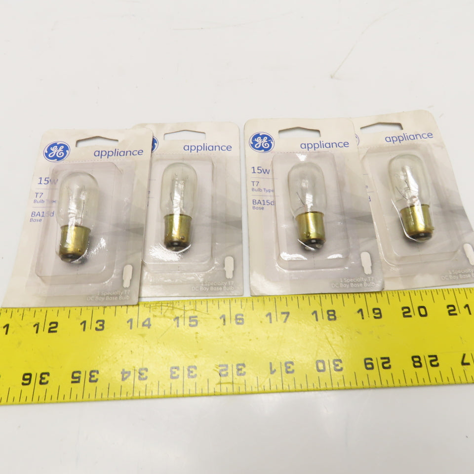 GE 15T7DC Appliance Light Bulbs 15W 120V T7 BA15d Base Lot of 4