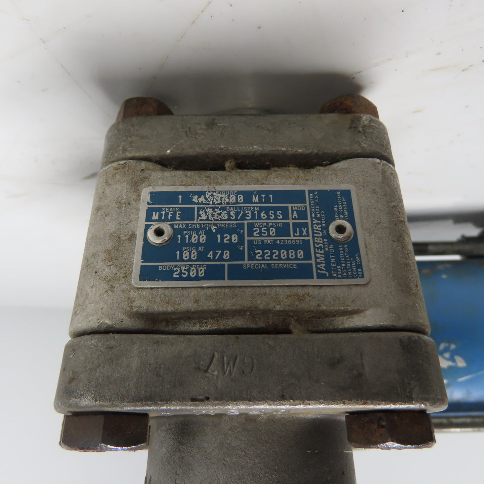 Jamesbury ST50E Pneumatic Valve Actuator W/ 1" Ball Valve