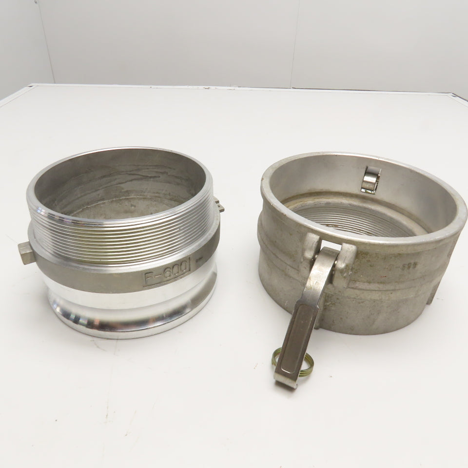 F-600 / D-600 6" Aluminum Cam and Groove Male Adapter and Female Coupler Set