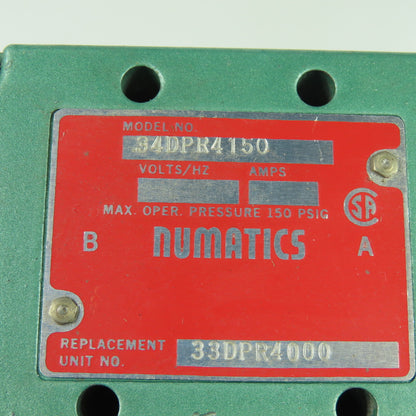 Numatics 34DPR4150 Pneumatic Valve Maniifold 150 PSIG Replacement No. 33DPR4000