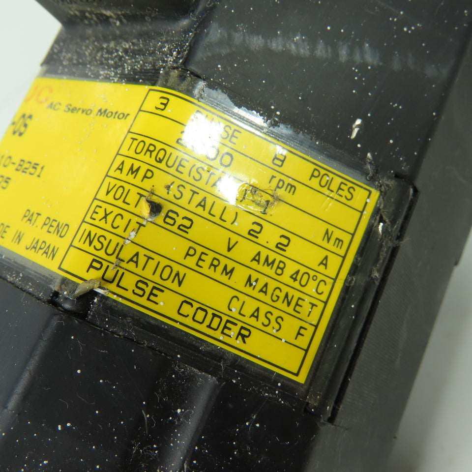 Fanuc A06B-0310-B251 Model 2-0S AC Servo Motor 2000RPM 62V 3Ph