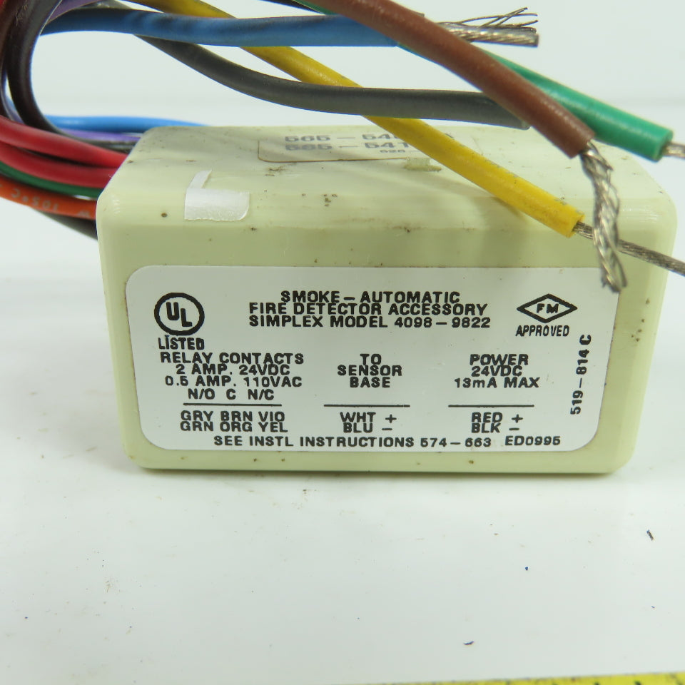 Simplex 4098-9822 Automatic Fire Detector Accessory Relay Module 24VDC