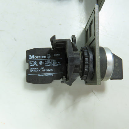 Moeller EK10 2-Position Selector Switches W/NO Contact Blocks 600V 10A Lot of 3