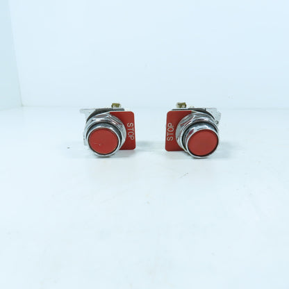 Cutler-Hammer 10250T/91000T Momentary Red Stop Push Button Switches Lot of 2