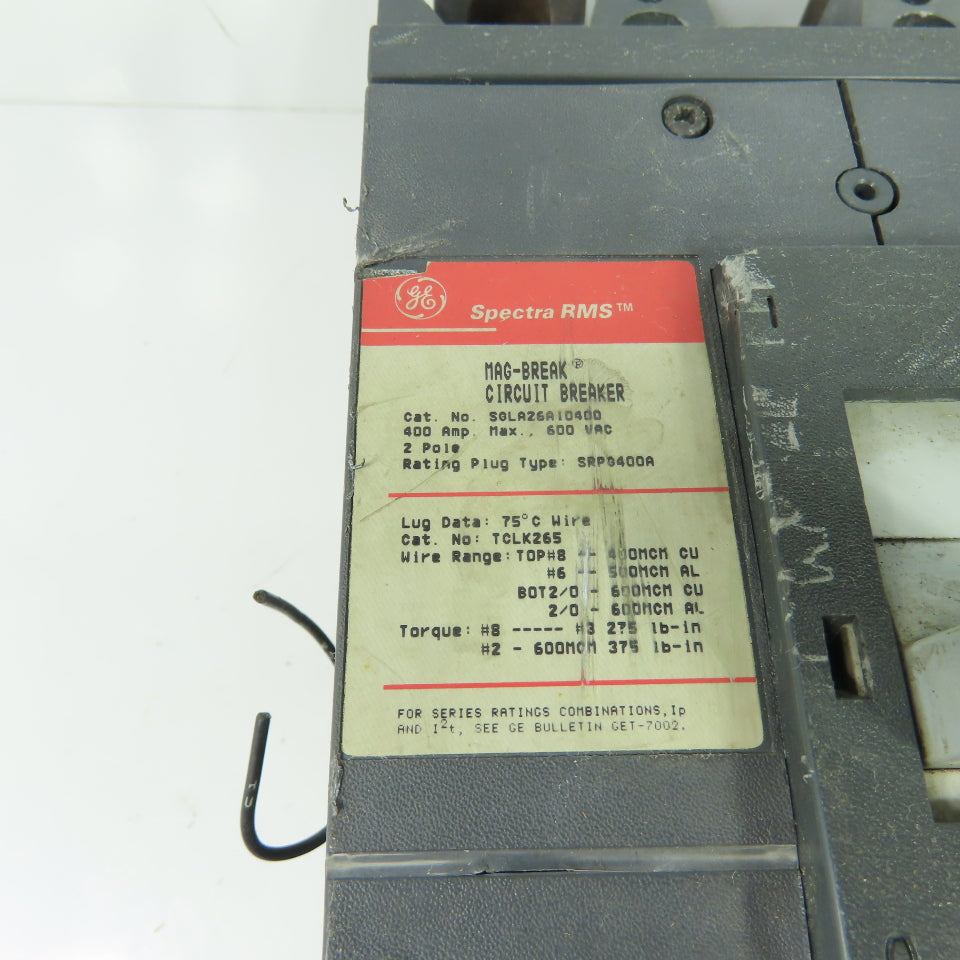 General Electric SGLA26AI0400 400A Spectra RMS Mag-Break Circuit Breaker 600VAC