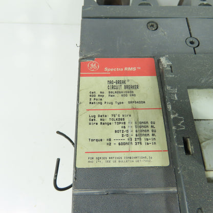 General Electric SGLA26AI0400 400A Spectra RMS Mag-Break Circuit Breaker 600VAC